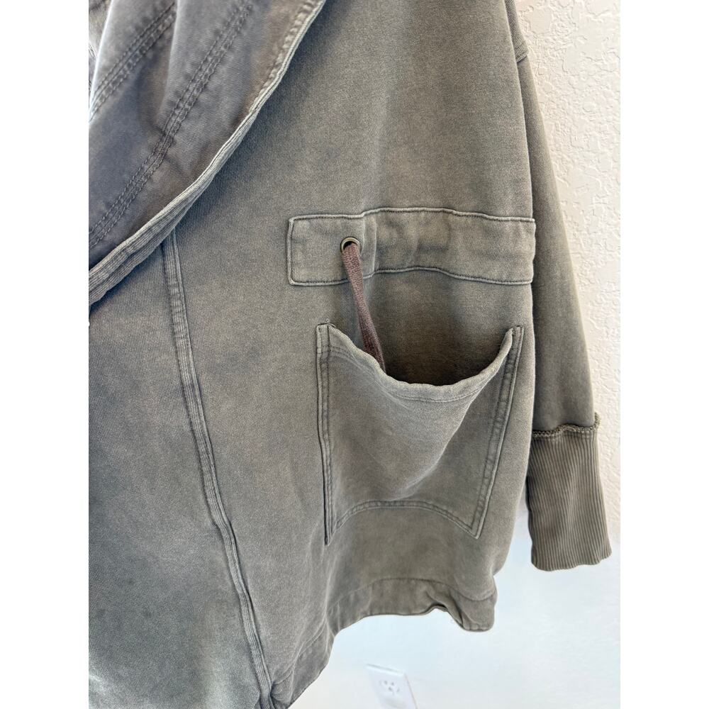 Free People XS Olive Green Oversized Hooded Utility Jacket Boho Distressed - Picture 4 of 10